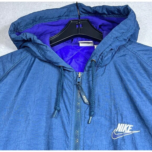 Vintage 80’s Nike Jacket Unisex Small Green Full Zip Quilted Lined Hooded - Picture 4 of 12